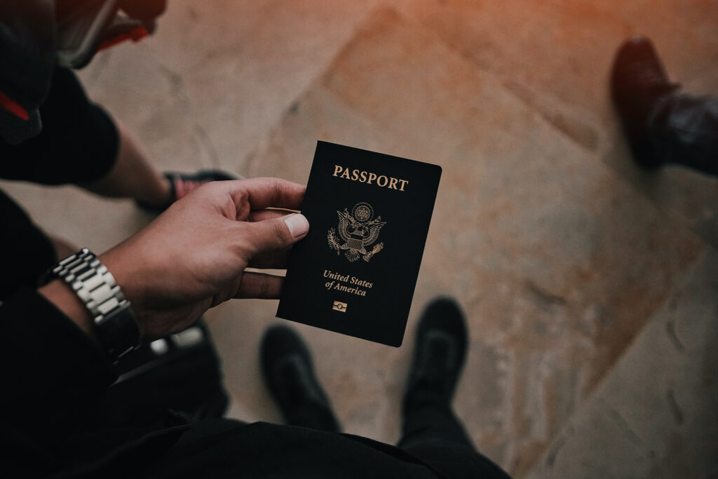 person holding a USA passport
